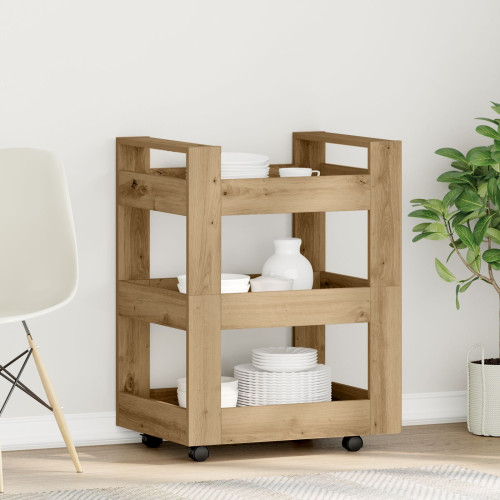 vidaXL Köksvagn Artisan Ek 60 x 45 x 80 cm Konstruerat trä