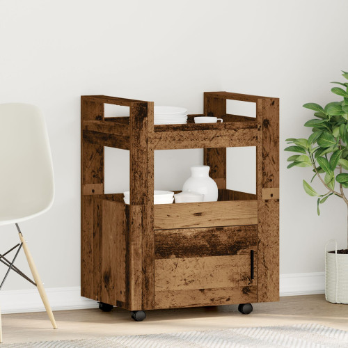 vidaXL Köksvagn Gammalt trä 60 x 45 x 80 cm Konstruerat trä