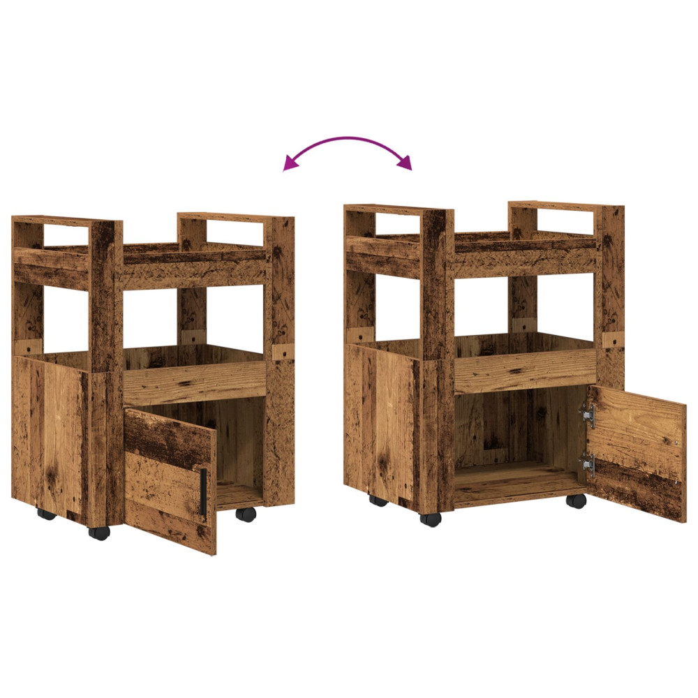 Produktbild för Köksvagn Gammalt trä 60 x 45 x 80 cm Konstruerat trä