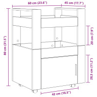 Produktbild för Köksvagn Svart ek 60 x 45 x 80 cm Konstruerat trä