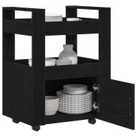 Produktbild för Köksvagn Svart ek 60 x 45 x 80 cm Konstruerat trä