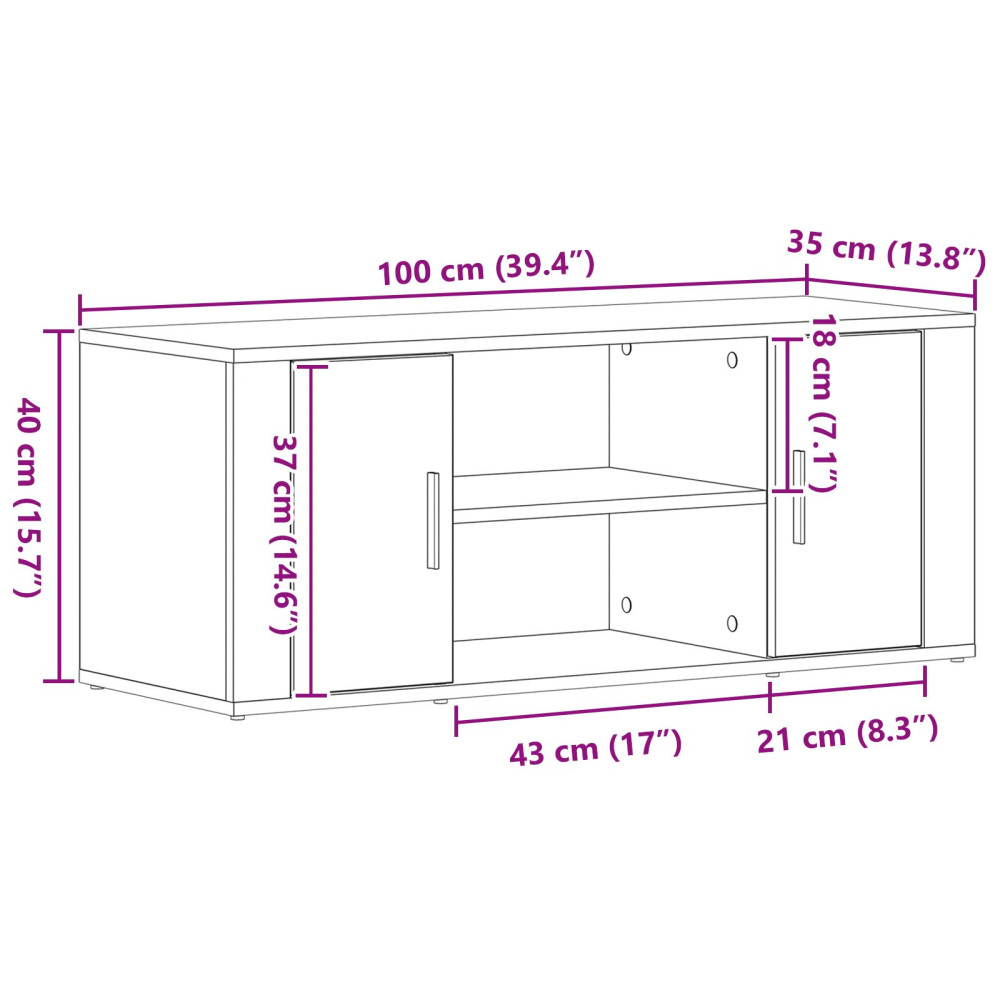 Produktbild för TV-skåp 100 x 35 x 40 cm artisan ek Konstruerat trä