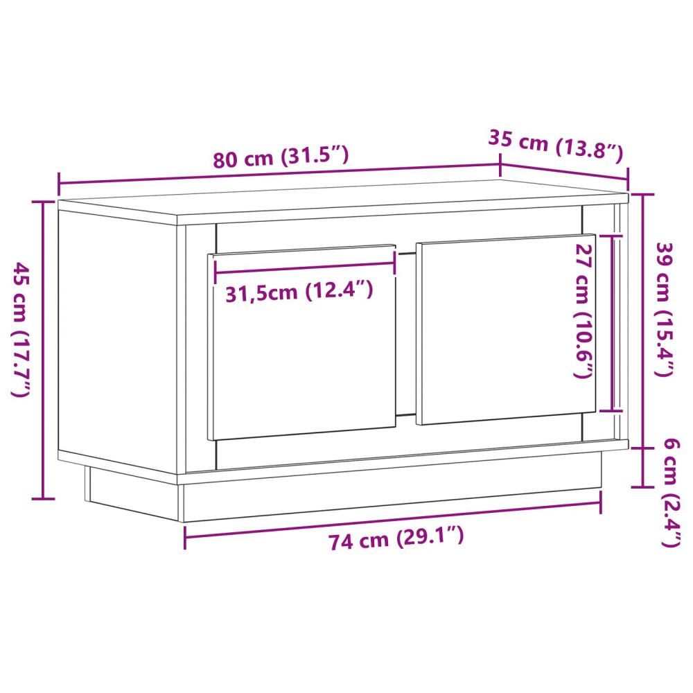 Produktbild för TV-skåp Gammalt trä 80 x 35 x 45 cm Konstruerat trä