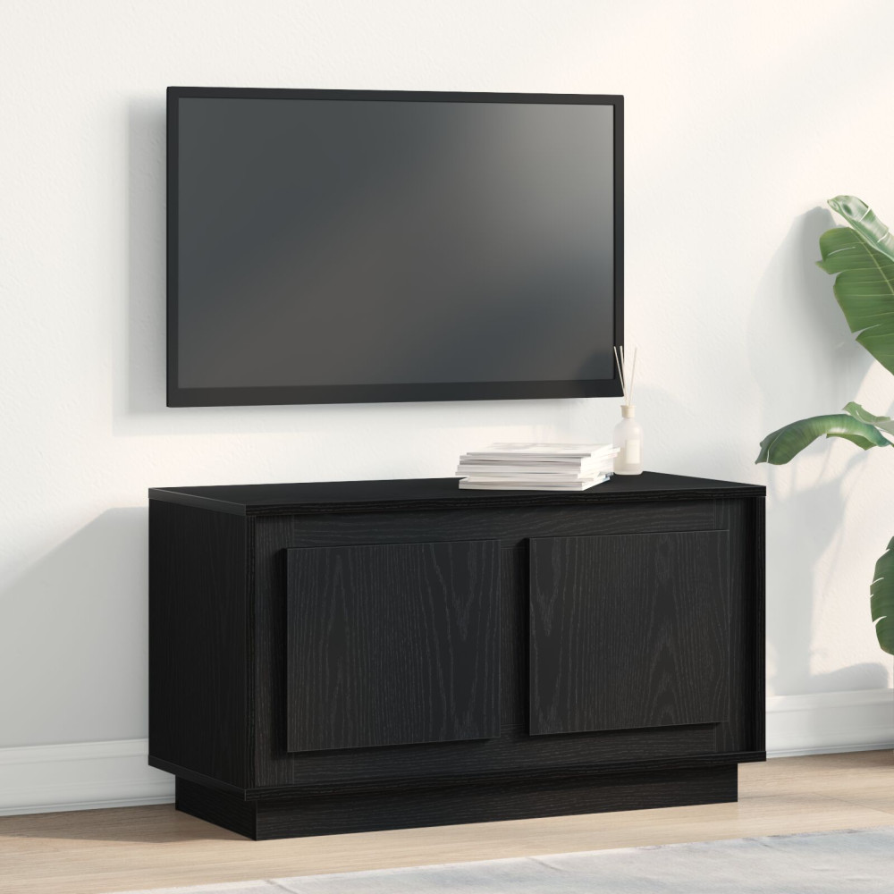 Produktbild för TV-skåp Svart ek 80 x 35 x 45 cm Konstruerat trä
