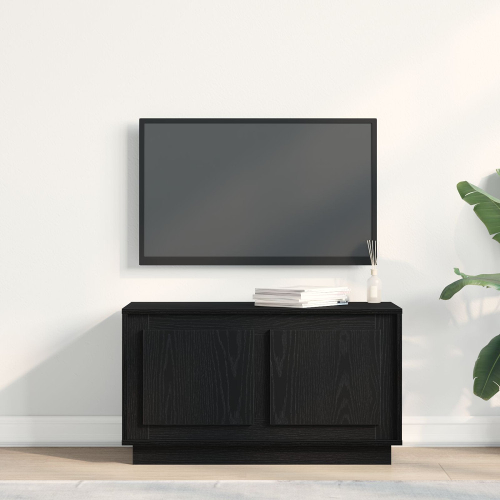 Produktbild för TV-skåp Svart ek 80 x 35 x 45 cm Konstruerat trä