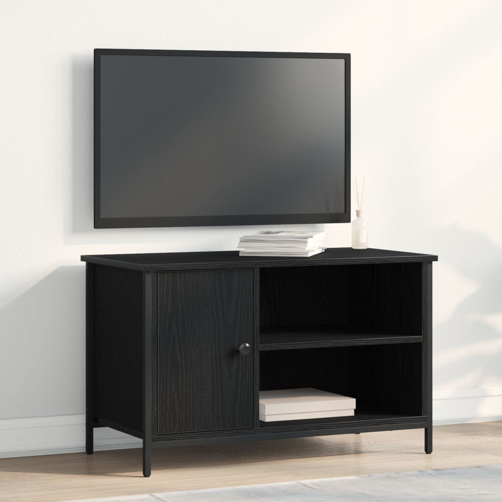 Produktbild för TV-skåp Svart ek 80 x 40 x 50 cm Konstruerat trä