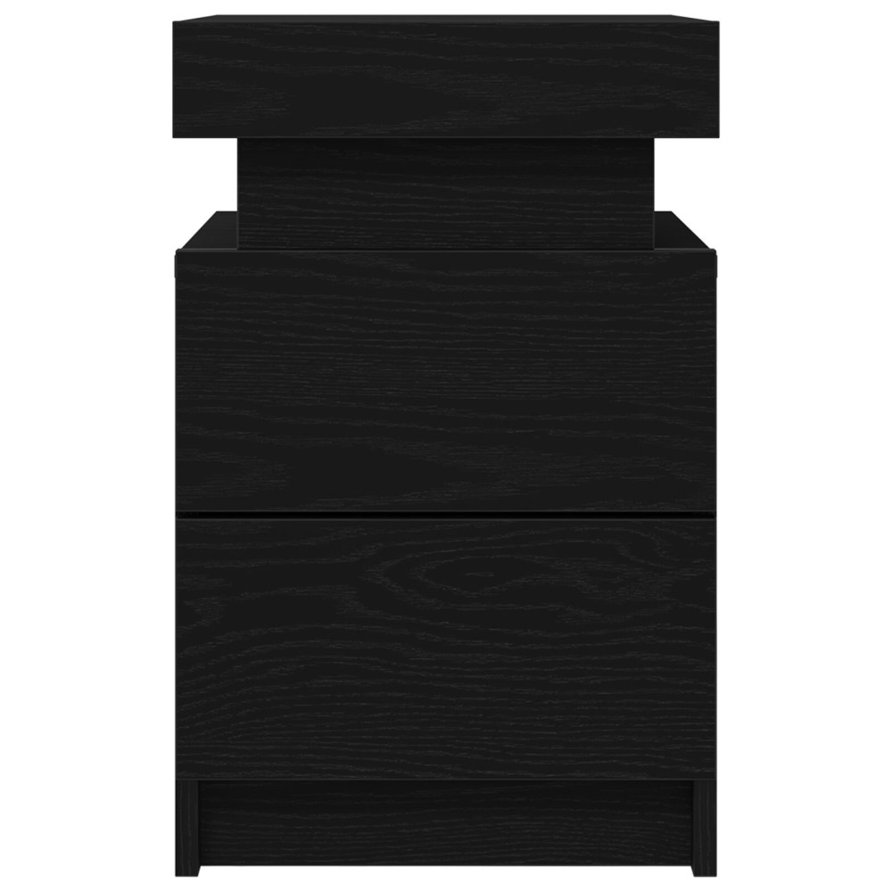 Produktbild för Nattduksbord med låda Svart Ek 35 x 39 x 55 cm Konstruerat trä