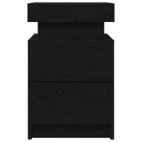 Produktbild för Nattduksbord med låda Svart Ek 35 x 39 x 55 cm Konstruerat trä