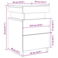 Produktbild för Nattduksbord 2 pcs Svart Ek 35 x 39 x 55 cm Konstruerat trä