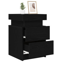 Produktbild för Nattduksbord 2 pcs Svart Ek 35 x 39 x 55 cm Konstruerat trä