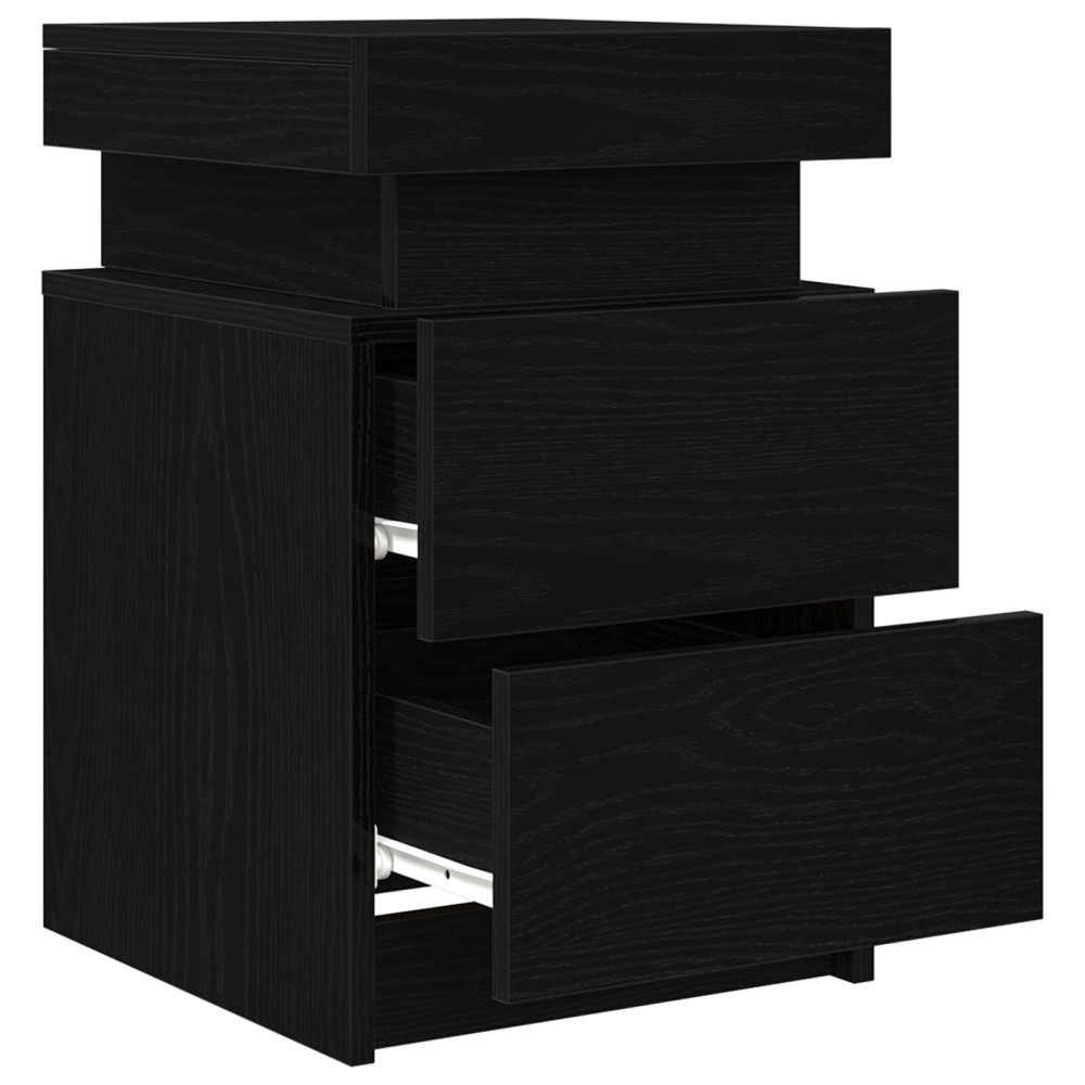 Produktbild för Nattduksbord 2 pcs Svart Ek 35 x 39 x 55 cm Konstruerat trä