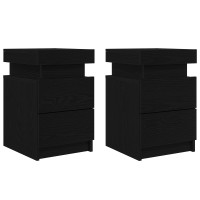 Produktbild för Nattduksbord 2 pcs Svart Ek 35 x 39 x 55 cm Konstruerat trä