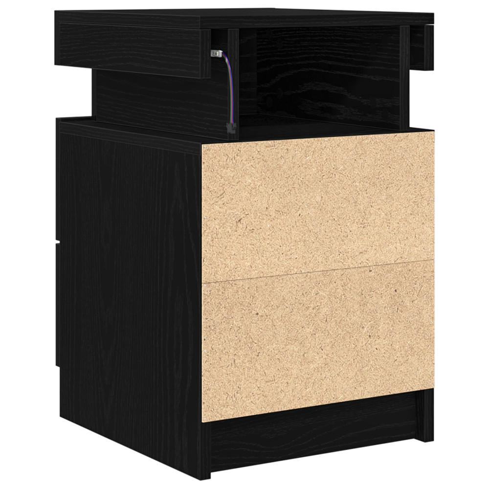 Produktbild för Nattduksbord 2 pcs Svart Ek 35 x 39 x 55 cm Konstruerat trä