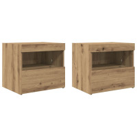 Produktbild för Nattduksbord 2 pcs Artisan Ek 50 x 40 x 45 cm Konstruerat trä