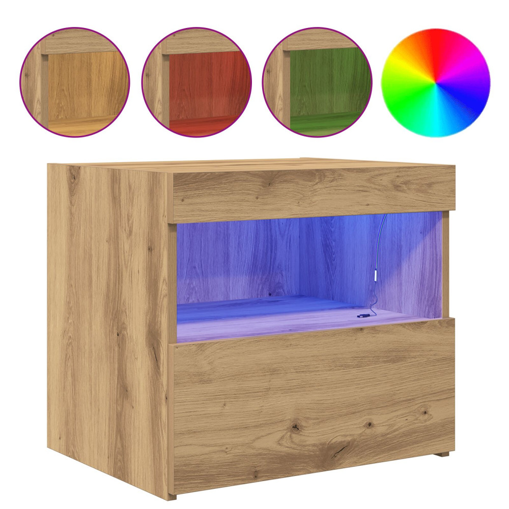 Produktbild för Nattduksbord 2 pcs Artisan Ek 50 x 40 x 45 cm Konstruerat trä