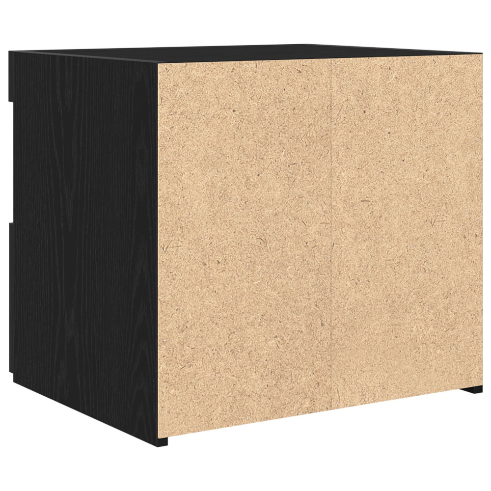 Produktbild för Nattduksbord med låda Svart Ek 50 x 40 x 45 cm Konstruerat trä