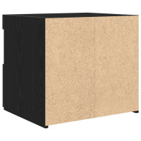 Produktbild för Nattduksbord med låda Svart Ek 50 x 40 x 45 cm Konstruerat trä