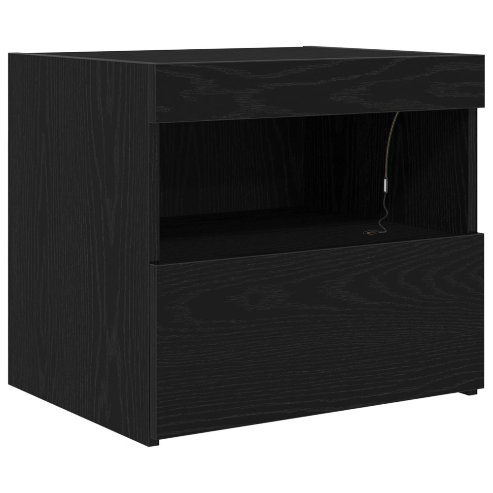 Produktbild för Nattduksbord 2 pcs Svart Ek 50 x 40 x 45 cm Konstruerat trä