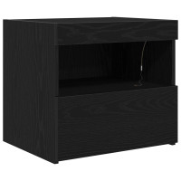 Produktbild för Nattduksbord 2 pcs Svart Ek 50 x 40 x 45 cm Konstruerat trä
