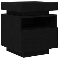 Produktbild för Nattduksbord Svart Ek 40 x 39 x 48,5 cm Konstruerat trä
