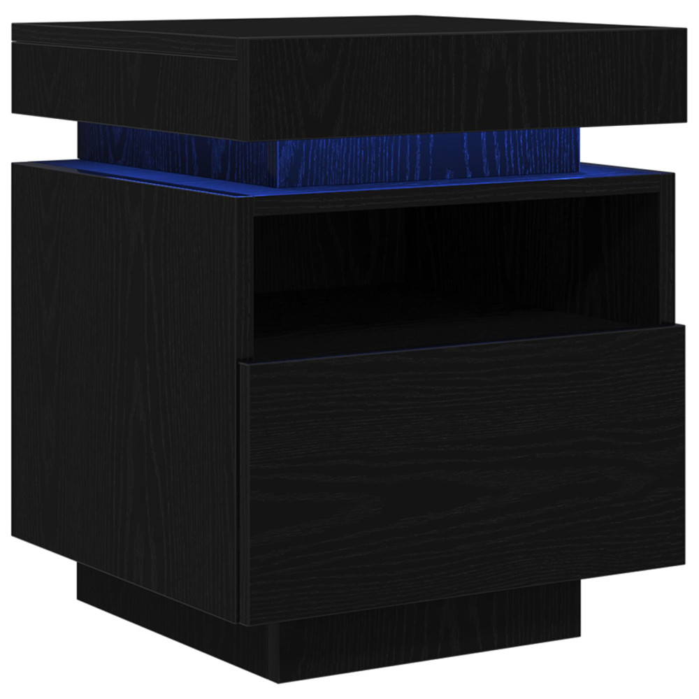 Produktbild för Nattduksbord Svart Ek 40 x 39 x 48,5 cm Konstruerat trä