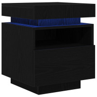 Produktbild för Nattduksbord Svart Ek 40 x 39 x 48,5 cm Konstruerat trä