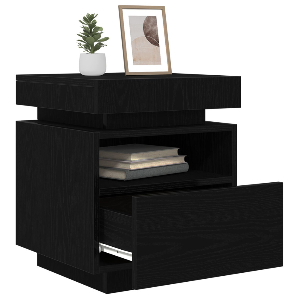Produktbild för Nattduksbord 2 pcs Svart Ek 40 x 39 x 48,5 cm Konstruerat trä