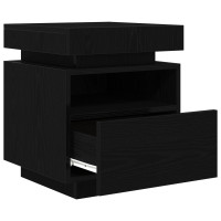Produktbild för Nattduksbord 2 pcs Svart Ek 40 x 39 x 48,5 cm Konstruerat trä