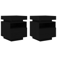 Produktbild för Nattduksbord 2 pcs Svart Ek 40 x 39 x 48,5 cm Konstruerat trä