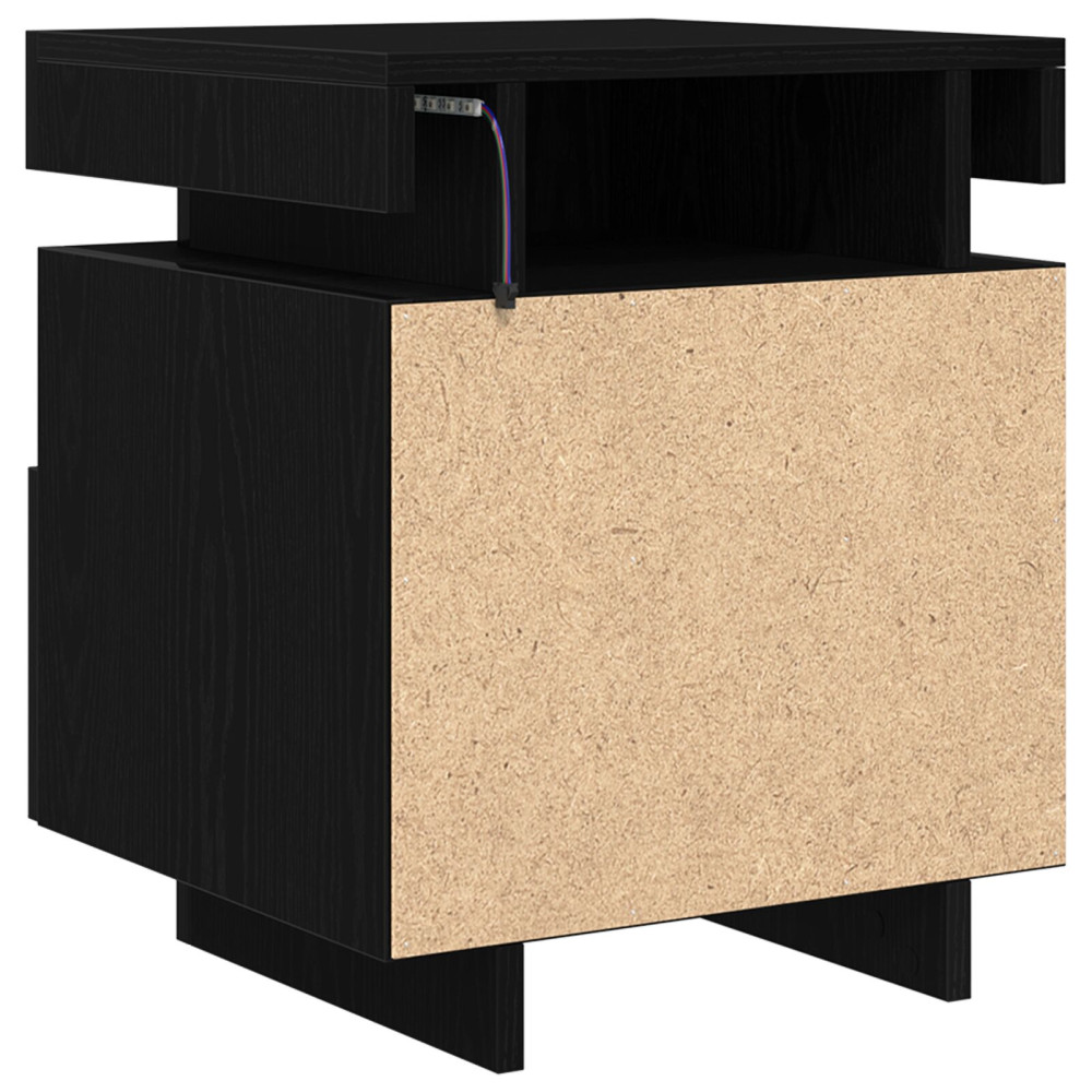 Produktbild för Nattduksbord 2 pcs Svart Ek 40 x 39 x 48,5 cm Konstruerat trä