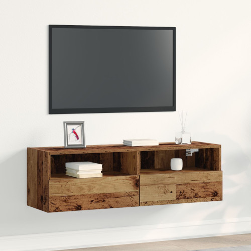 vidaXL TV Vägghylla Gammalt trä 100 x 30 x 30 cm Konstruerat trä