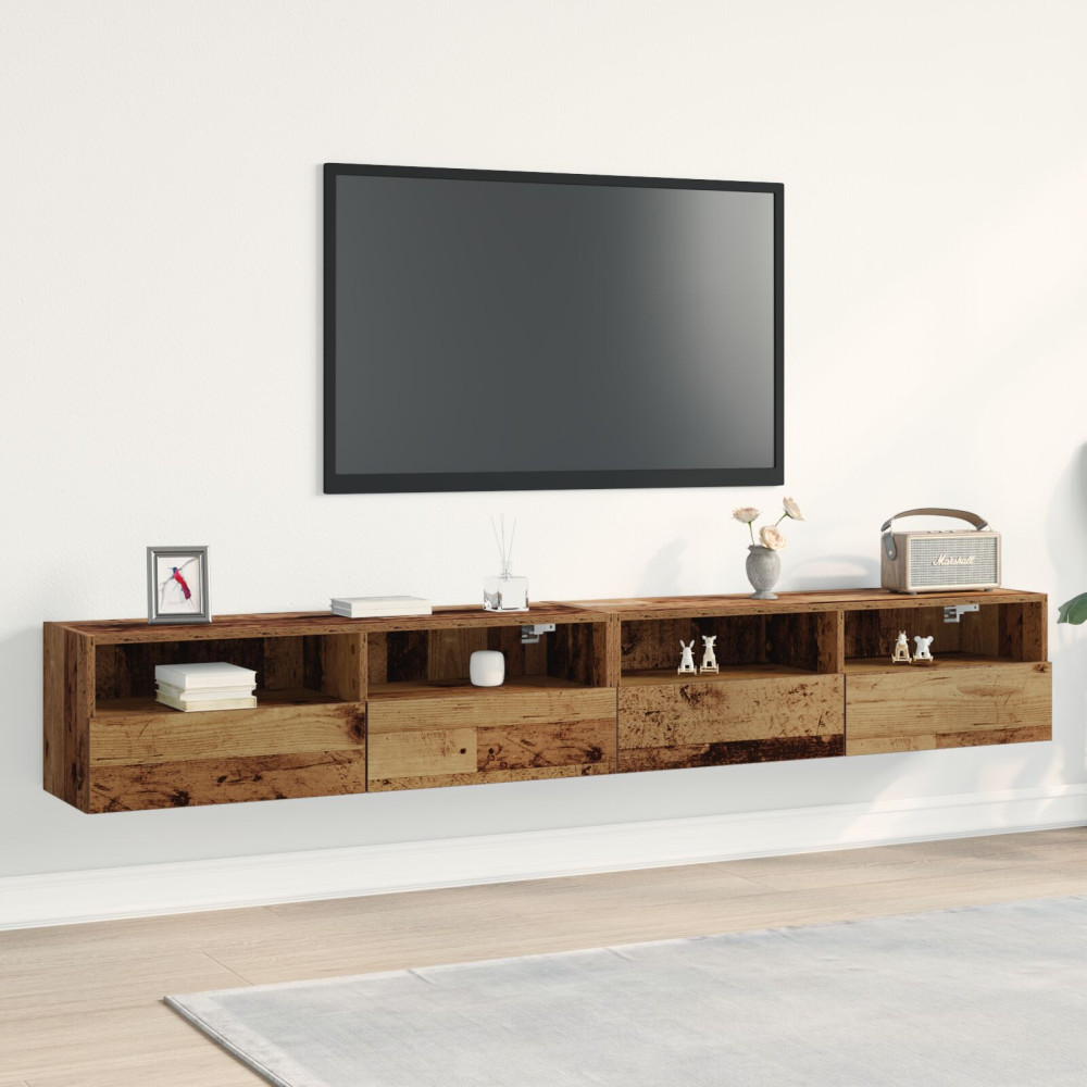 Produktbild för TV Vägghylla 2 pcs Gammalt trä 100 x 30 x 30 cm Konstruerat trä