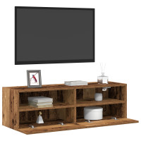 Produktbild för TV Vägghylla 2 pcs Gammalt trä 100 x 30 x 30 cm Konstruerat trä