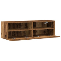 Produktbild för TV Vägghylla 2 pcs Gammalt trä 100 x 30 x 30 cm Konstruerat trä