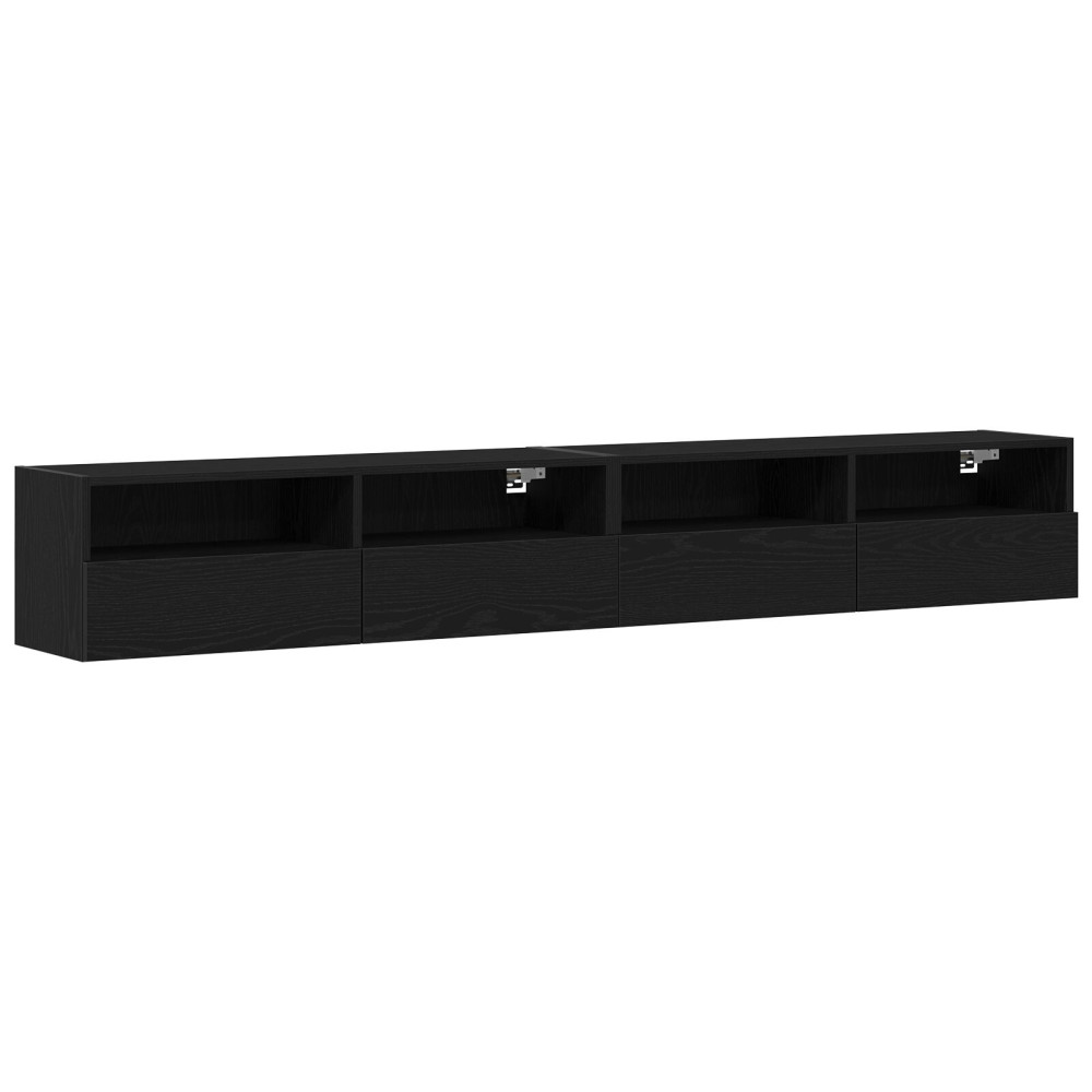 Produktbild för TV Vägghylla 2 pcs Svart ek 100 x 30 x 30 cm Konstruerat trä