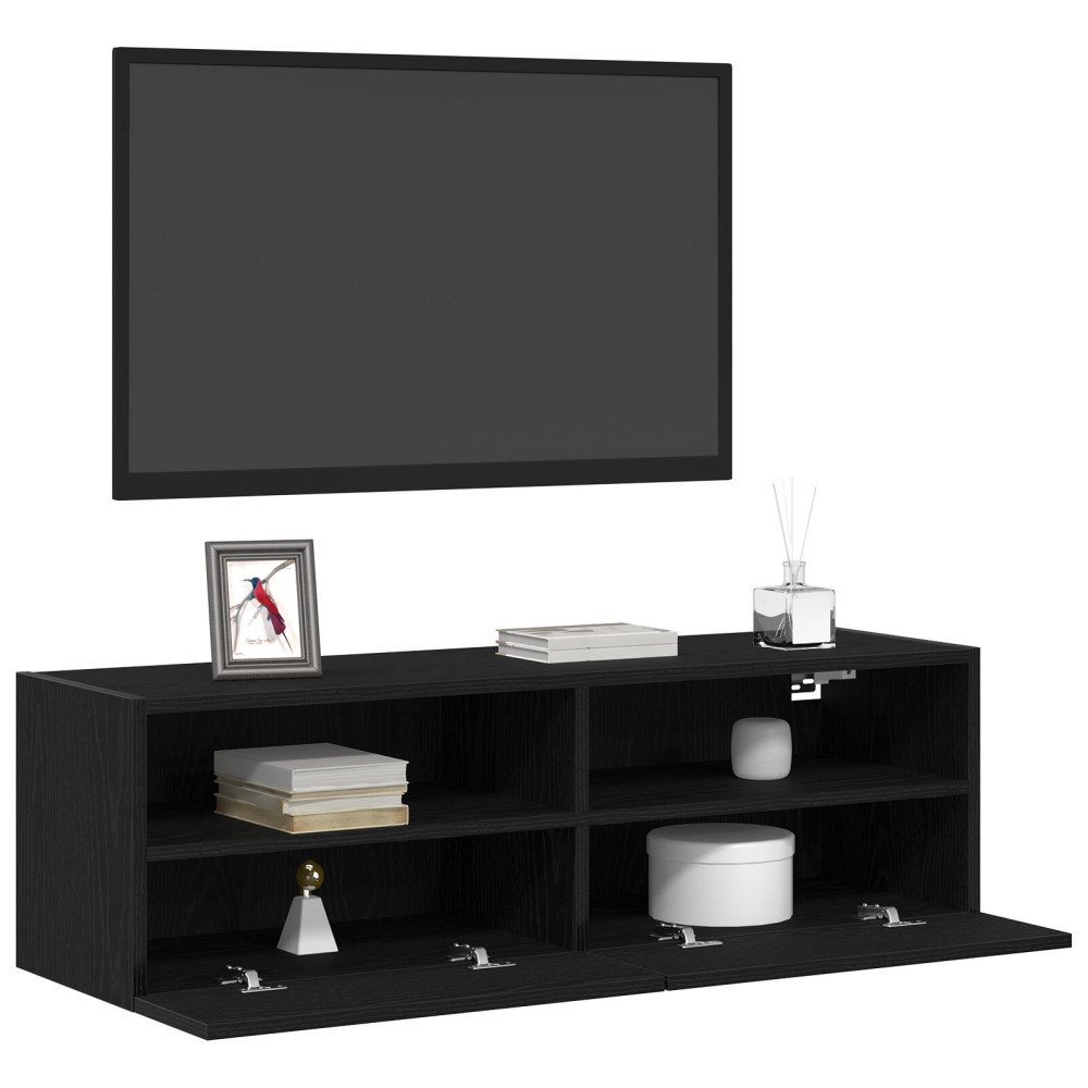 Produktbild för TV Vägghylla 2 pcs Svart ek 100 x 30 x 30 cm Konstruerat trä