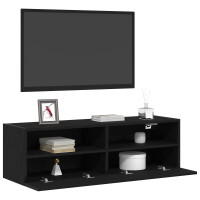 Produktbild för TV Vägghylla 2 pcs Svart ek 100 x 30 x 30 cm Konstruerat trä