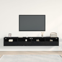 Produktbild för TV Vägghylla 2 pcs Svart ek 100 x 30 x 30 cm Konstruerat trä