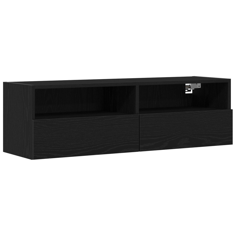 Produktbild för TV Vägghylla 2 pcs Svart ek 100 x 30 x 30 cm Konstruerat trä