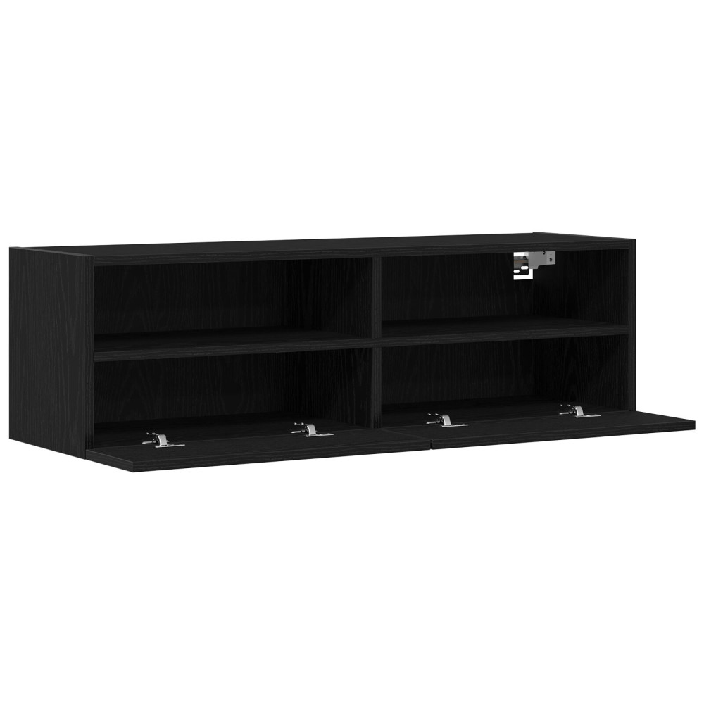 Produktbild för TV Vägghylla 2 pcs Svart ek 100 x 30 x 30 cm Konstruerat trä