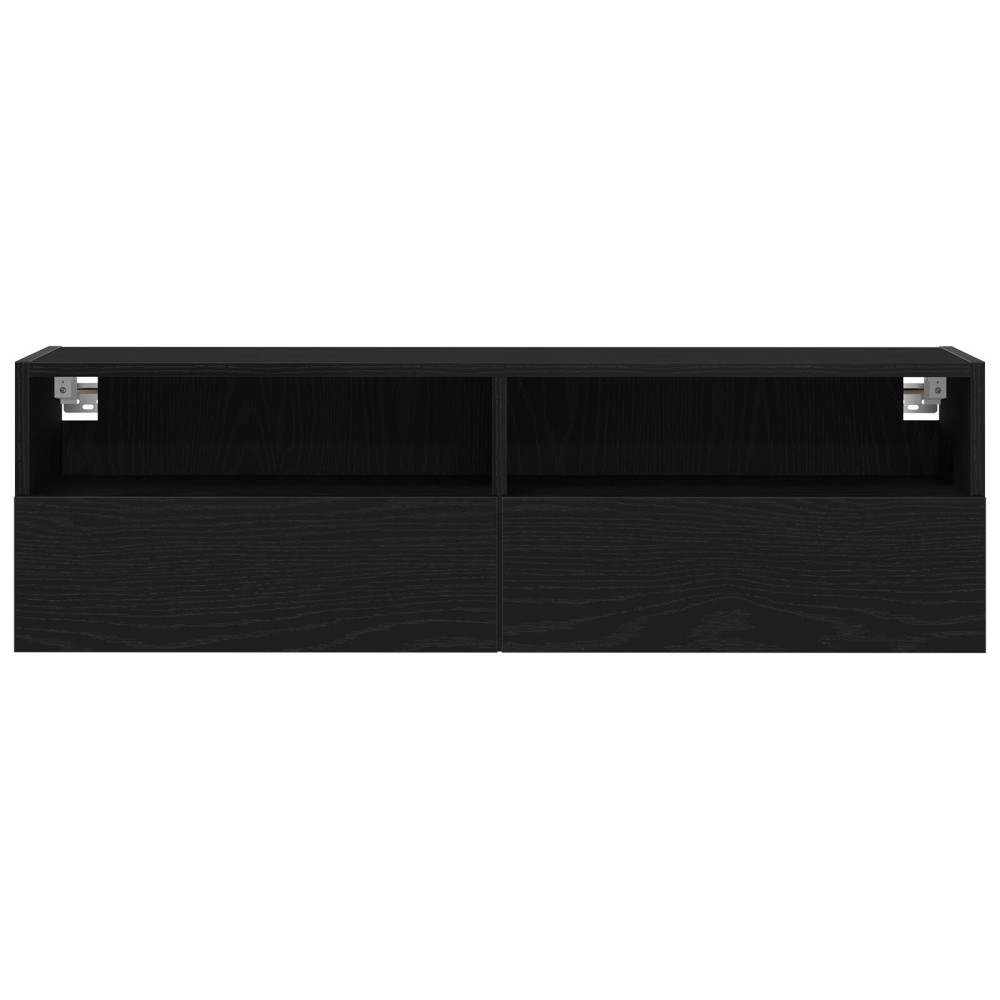 Produktbild för TV Vägghylla 2 pcs Svart ek 100 x 30 x 30 cm Konstruerat trä