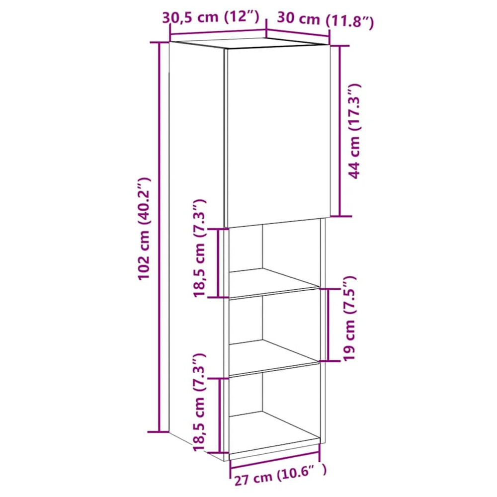 Produktbild för TV-bänkset med LED Svart Ek 30,5 x 30 x 102 cm Konstruerat trä