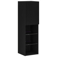 Produktbild för TV-bänkset med LED Svart Ek 30,5 x 30 x 102 cm Konstruerat trä