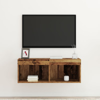 Produktbild för TV-bänkset med led Gammalt trä 80 x 30 x 30 cm Konstruerat trä