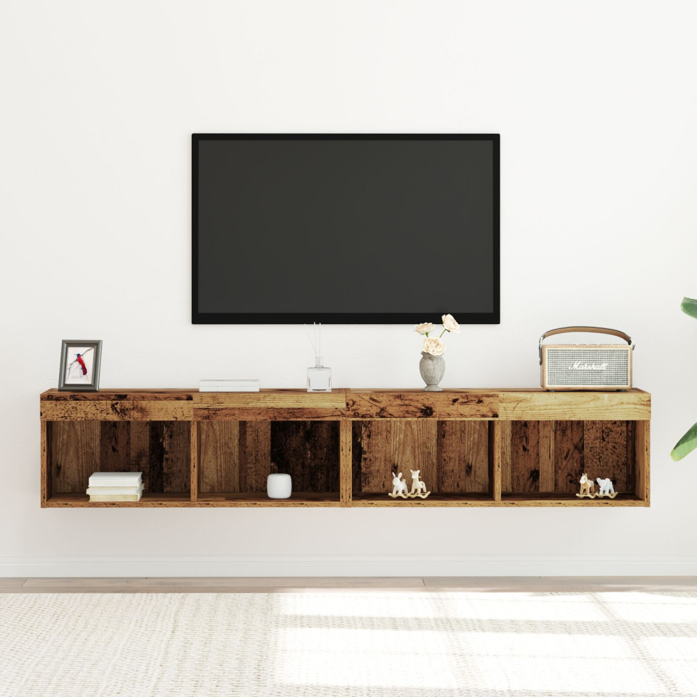 Produktbild för TV-bänkset 2 pcs Gammalt trä 80 x 30 x 30 cm Konstruerat trä