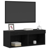 Produktbild för TV-bänkset med led Svart Ek 80 x 30 x 30 cm Konstruerat trä