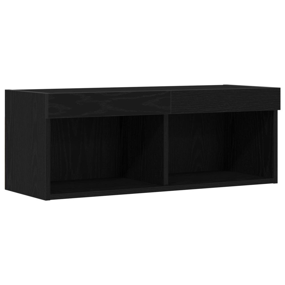 Produktbild för TV-bänkset med led Svart Ek 80 x 30 x 30 cm Konstruerat trä