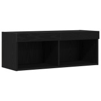 Produktbild för TV-bänkset med led Svart Ek 80 x 30 x 30 cm Konstruerat trä