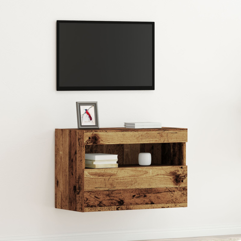 Produktbild för TV Vägghylla Gammalt trä 60 x 30 x 40 cm Konstruerat trä