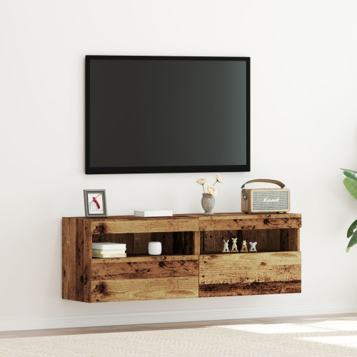 vidaXL TV Vägghylla 2 pcs Gammalt trä 60 x 30 x 40 cm Konstruerat trä